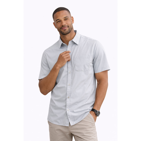 Veboon Other - Men’s Short Sleeve Button-Up Dress Shirt – Veboon – Glacier Grey – Size L – NWT